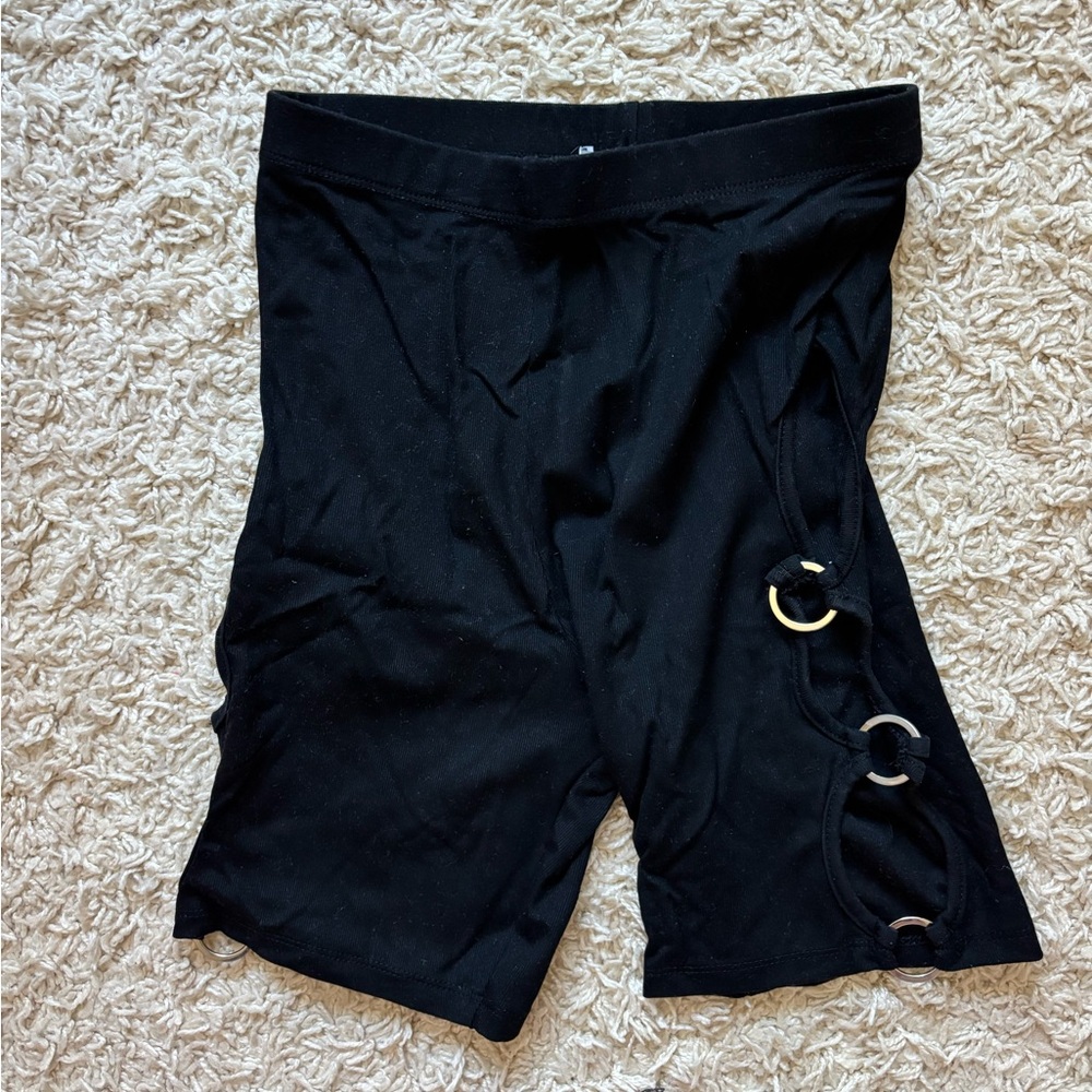 Adika Black Bike Shorts with Ring Accents
